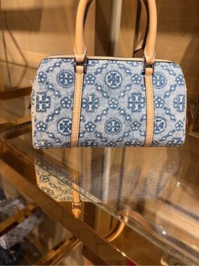 Tory Burch denim monogram Mini Dome Satchel new from boutique retail store 2026